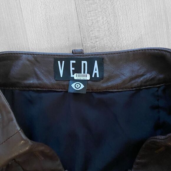 Veda Leather Mini Skirt Size 4 - Picture 3 of 4